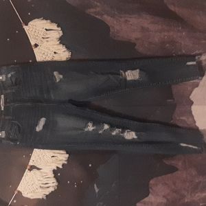 Dollhouse size 7 jeans/jeggings medium wash high rise ankle raw hem distressed